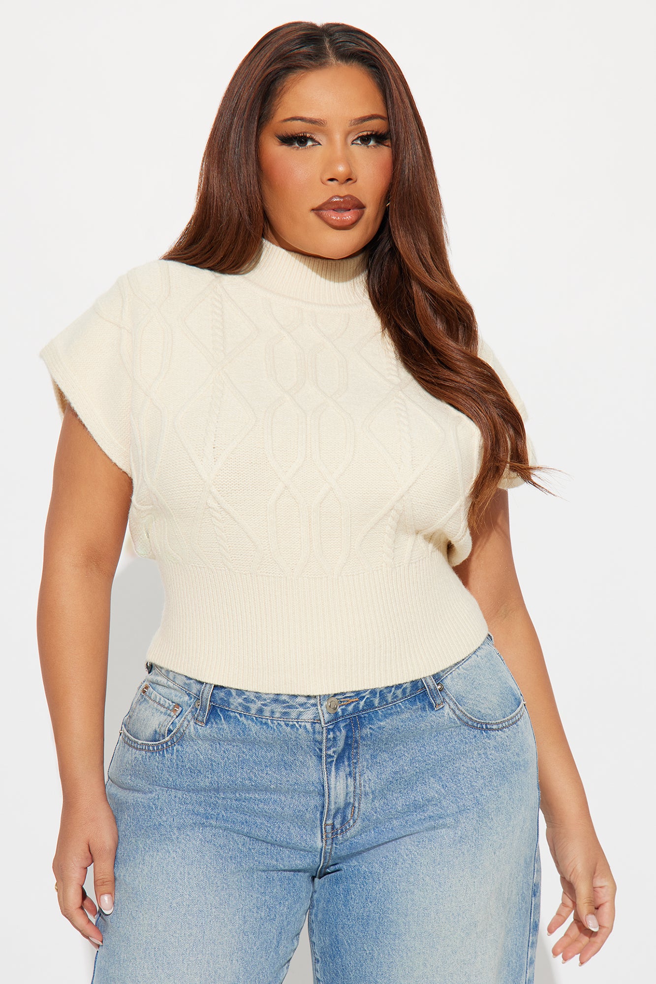 Let's Get Cozy Cable Knit Pullover Sweater - Ivory - Image 4