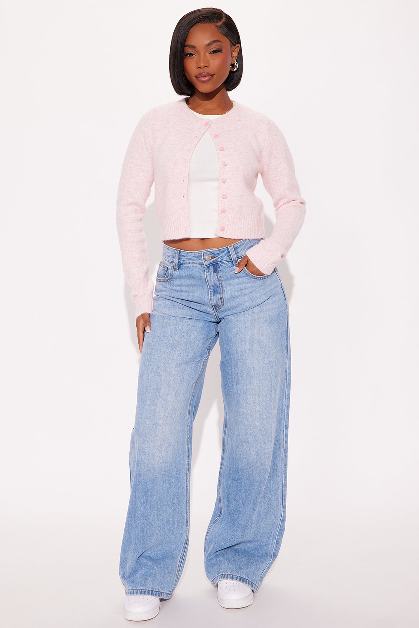Sweet Sensation Cropped Cardigan - Light Pink - Image 3